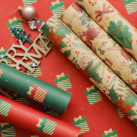 Rouleaux de papier cadeau de Noël, papier cadeau vintage en kraft, papier d'emballage pour cadeaux de Noël, papier d'emballage pour décorations de boîtes cadeaux