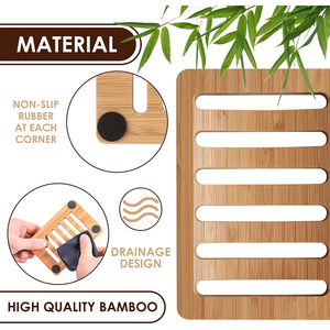 Jabonera de baño de bambú al por mayor - Product Image 4