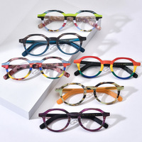 Nouvelles lunettes de stratification en acétate géométriques rondes montures de lunettes spéciales pour tous les visages lunettes optiques de luxe de haute qualité