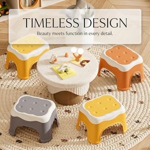 Tabouret Biscuit Style Nordique Crème, en Plastique PP Écologique, <span class=keywords><strong>Petit</strong></span> Banc Empilable, Marchepied pour Enfants et Adultes, Meuble de Salon - Product Image 5