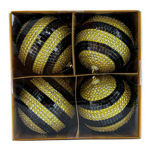 เครื่องประดับต้นคริสต์มาสรูปผึ้งขนาดเล็กเครื่องประดับสีเหลืองสีดำของตกแต่งคริสต์มาสที่แขวนประดับด้วยเลื่อมสำหรับวันหยุดคริสต์มาส - Product Image 2