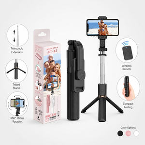 JC-12 Classic Tripod Selfie Stick 955mm Full Size, Stainless Steel Handle, Stable <b>Phone</b> <b>Stand</b> <b>for</b> Selfie - Product Image 3
