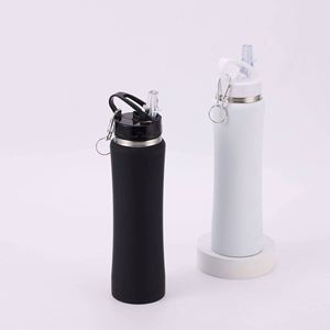 Vasos de acero inoxidable 18/8 de doble pared con aislamiento térmico, personalizados para deportes, de 350ml, 600ml, 750ml, con tapa de pajita, portátiles, con diseño tipográfico, en colores para bebidas frías/calientes - Product Image 3