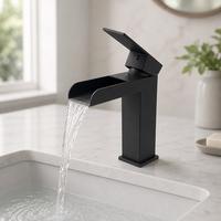 Robinet de salle de bain en acier inoxydable SUS304 sans plomb et résistant à la corrosion, finition noir mat haut de gamme, mitigeur cascade pour lavabo, fabriqué à Kaiping