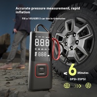 Gonfleur de pneus sans fil numérique portable à cylindre unique avec écran, lumière d'urgence, batterie au lithium grande capacité, certifié CE, 12V