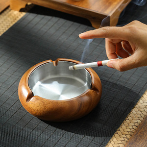Cendrier en bois personnalisé sans couvercle ; Design vintage créatif pour hôtels et usage domestique ; Cendrier de grande taille incassable pour cafés internet - Product Image 2