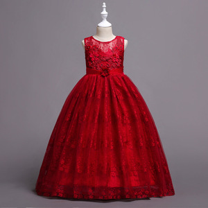 Estate <span class=keywords><strong>Tulle</strong></span> fiore ragazze vestito per la festa di nozze bambino principessa spettacolo abito lungo per bambini abiti per ragazze formale abiti da sera - Product Image 5