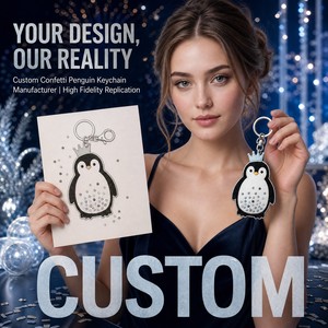 <span class=keywords><strong>Porte</strong></span>-clés Mascotte Peluche Pingouin Personnalisé avec Confettis, Vente en Gros, Cadeau du Nouvel An, Logo Personnalisé, CPC, Cadeau de Fêtes Saisonnier, Jouet Doux, OEM ODM - Product Image 1