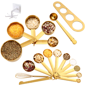 तांबे रंग/सोने के रंग के साथ 19-टुकड़ा मापने चम्मच और कप सेट Leveler स्कूप/क्लिप स्पेगेटी मापक - Product Image 2