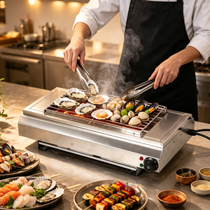 Horno de Barbacoa Eléctrico Comercial Sin Humo, Equipo de Asado de Acero Inoxidable para Pescado y Brochetas - Product Image 3