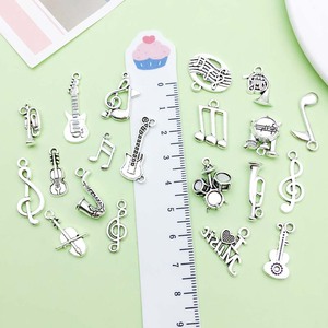 Antique Silver Alloy Musical Instrument Pendants Mixed Shapes For Bracelet Making DIY Jewelry Accessories Zinc Alloy Plating - Product Image 3