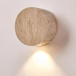 Lámpara de Pared de Mármol Natural Amarillo Travertino para Pasillo de Hotel, Restaurante, Dormitorio, Estilo Wabi Sabi - Product Image 1