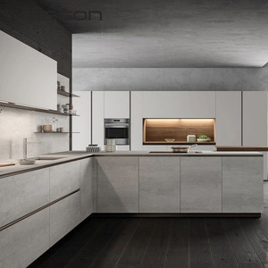 Armoire de cuisine modulaire durable et écologique avec portes en PVC, glissières de tiroir, charnières et robinet pour usage en villa - Product Image 1