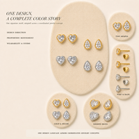 Ensemble de boucles d'oreilles clous en zircon avec serti en forme de cœur et de goutte d'eau, bijoux de mode pour femmes, cadeaux pour femmes