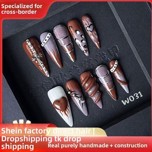 Automne <span class=keywords><strong>hiver</strong></span> 24 pièces européen américain haut de gamme à la main français manucure patchs pour les doigts blanchissant les ongles artificiels - Product Image 6
