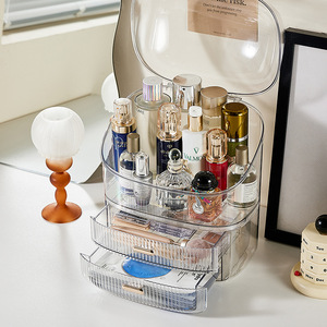 Boîte à maquillage multicouche de luxe, rangement transparent pour cosmétiques avec tiroirs, organiseur de bureau pour produits de soin et de beauté - Product Image 4