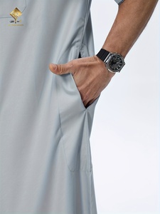 Thobe arabe élégant pour homme - Robe de prière douce à manches longues, lavable en machine, adaptée à toutes les saisons, idéale pour le Ramadan - Product Image 6