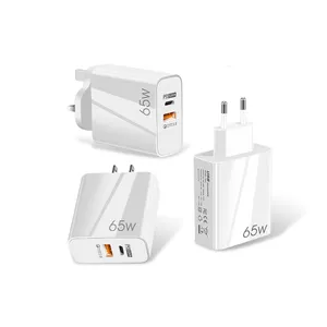 3 pin British wall plug 3 ports 2c1a type c usb a qc3.0 4.0 fast charging gan pd adapter mobile accessories charger 65w uk