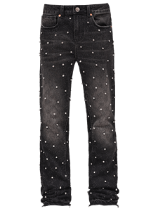 Yinope - Jeans de Mezclilla Negros Vintage para Hombre, Diseño Nuevo, con Cuentas de Piedras Preciosas, Corte Recto - Product Image 4