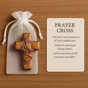 Prayer Cross Wooden Religious Decor For <b>Easter</b> Home Decoration With Prayer Card And <b>Gift</b> <b>Bag</b> - Product Image 1