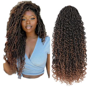 8 Paquetes <span class=keywords><strong>de</strong></span> Cabello <span class=keywords><strong>de</strong></span> Ganchillo Goddess Dreadlocs, Trama Única, Negro, para Mujer, con Puntas Largas y Rizadas (22 Pulgadas T30) #   Paquete <span class=keywords><strong>de</strong></span> 8 - Product Image 1