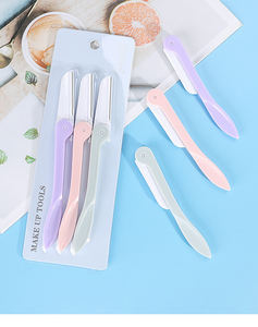 3pcsWomen Tondeuse à sourcils Rasoir Lame en acier inoxydable Hommes Rasage Épilateur Manuel Rasoir à sourcils Pliant <span class=keywords><strong>Prix</strong></span> de gros - Product Image 1