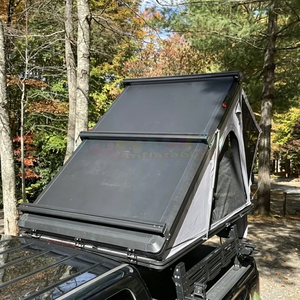 Tente de camping améliorée à double toit rigide avec panneau solaire, tente de toit triangulaire en aluminium pour voiture - Product Image 4