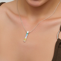 AN071 Collier Pendentif Géométrique en Argent Sterling 925 avec Zircon Coloré, Bijou Tendance pour Femme, Idéal au Quotidien