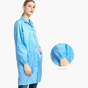 Washable Blue Color Clean Room Clothes Anti Static Clothing Esd Smock
