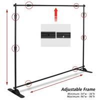 Support de toile de fond télescopique réglable 8x8ft/8x10ft, kit de stand portable pour impression personnalisée avec sac de transport pour toile de fond