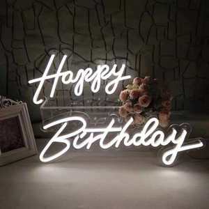 Enseigne néon personnalisée Joyeux <span class=keywords><strong>Anniversaire</strong></span>, lettres lumineuses LED électroniques pour fête, bar, maison, décoration d'événements, lumière néon - Product Image 2