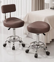 Tabouret de selle en cuir avec hauteur réglable et fonction de massage pour salon, barbier, hôpital