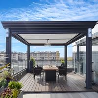 Pérgola Bioclimática de Aluminio para Exteriores con Techo de Láminas Ajustables por Control Remoto, Tamaño Personalizado de 3x3 a 6x4m para Balcón