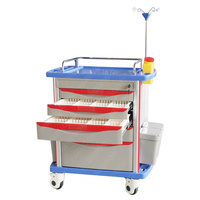 Chariot de collision multifonction d'urgence médicale de clinique d'hôpital, chariot d'anesthésie de médicaments ABS avec roue