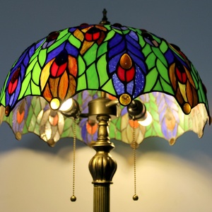 LongHuiJing 16-Inch Tiffany Lamp Living Room Floor <b>Lights</b> Modern Minimalist Personality Peacock Floor Lamps Stained Glass - Product Image 2