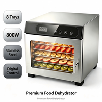 Déshydrateur alimentaire numérique en acier inoxydable à 8 plateaux, plage de température 35-80°C, écologique, faible bruit, multifonctionnel pour usage commercial