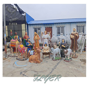 Decoración de Iglesia, Figura de Nacimiento de Cristo de Tamaño Real en Fibra de Vidrio, Escultura Religiosa, Set de Natividad FR-FSS10312 - Product Image 1