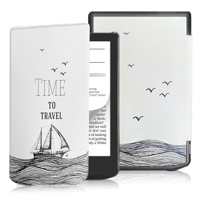 AilesTecca Book Case for Pocketbook Verse Lite, Premium PU Leather E-Reader Cover with Hand Strap Slim Protective Sleeve