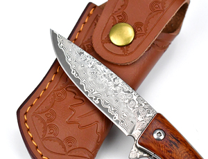 Cao cấp Damascus thép gấp túi dao gỗ phổ biến xử lý handmade da vỏ bọc tùy chỉnh OEM phổ biến sưu tập - Product Image 6