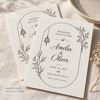 Invitations de mariage élégantes à l'effigie de plantes bohèmes, cartes d'invitation de mariage avec art linéaire, impression personnalisée, invitation de mariage minimaliste