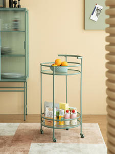 नॉर्डिक यूरोप पोर्टेबल उपयोगिता जंगम लोहे 2 स्तरीय ट्राली रोलिंग गाड़ी बार गाड़ी रैक भंडारण के साथ पहियों - Product Image 6