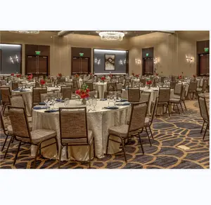 迪拜五星级酒店大厅宴会家具堆栈耐用织物乙烯基金属宴会家具套装