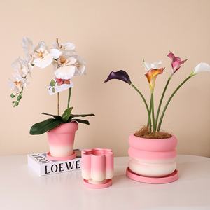 <span class=keywords><strong>Pot</strong></span> de fleurs en céramique rose à changement progressif de style nordique moderne, émaillé, écologique, respirant, 1-3L, pour orchidée Phalaenopsis, pour la maison - Product Image 3