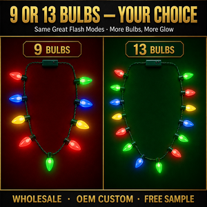 Collana di Luci LED Natalizie Colorate Lampeggianti, Gioielli Luminosi per Feste, Collana con 9 e 13 Lampadine per Capodanno <span class=keywords><strong>Felice</strong></span> - Product Image 5
