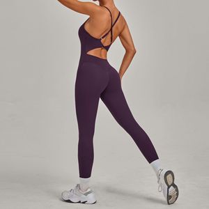 <span class=keywords><strong>Tuta</strong></span> <span class=keywords><strong>sportiva</strong></span> sexy da <span class=keywords><strong>donna</strong></span> con schiena scoperta e dettagli incrociati, aderente, estiva, per palestra, fitness e yoga - Product Image 4