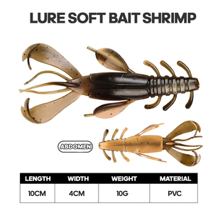 Señuelo de Pesca de Camarón Suave con Barba de 10cm 10g, Señuelo de Langostino de Plástico Blando, Gusanos Biónicos de Cangrejo de Río, Carnada de Plástico Blando Estilo Ned para Pesca - Product Image 6