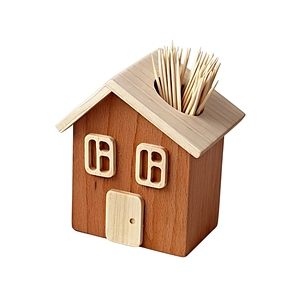 Handmade Wooden Toothpick Holder House Shape <b>Rustic</b> Table Decor Kitchen Accessory - Product Image 1