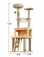 Nouvel Arbre à Chat Moderne Designer, Griffoir en Sisal Naturel avec Condo en Bois, Mobilier et Fournitures Douces pour Animaux de Compagnie