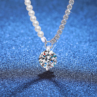Collier ras du cou en argent sterling 925 avec perles de coquillage et moissanite, chaîne tennis, bijoux de créateur pour femme, mode raffinée