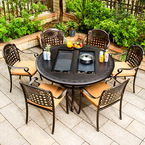 Best Price Cast Aluminum Barbecue Table and <b>Chair</b> Set Outdoor Hotpot Patio Funiture C-A-20 Aluminum Patio Furniture C-A-20 - Product Image 4